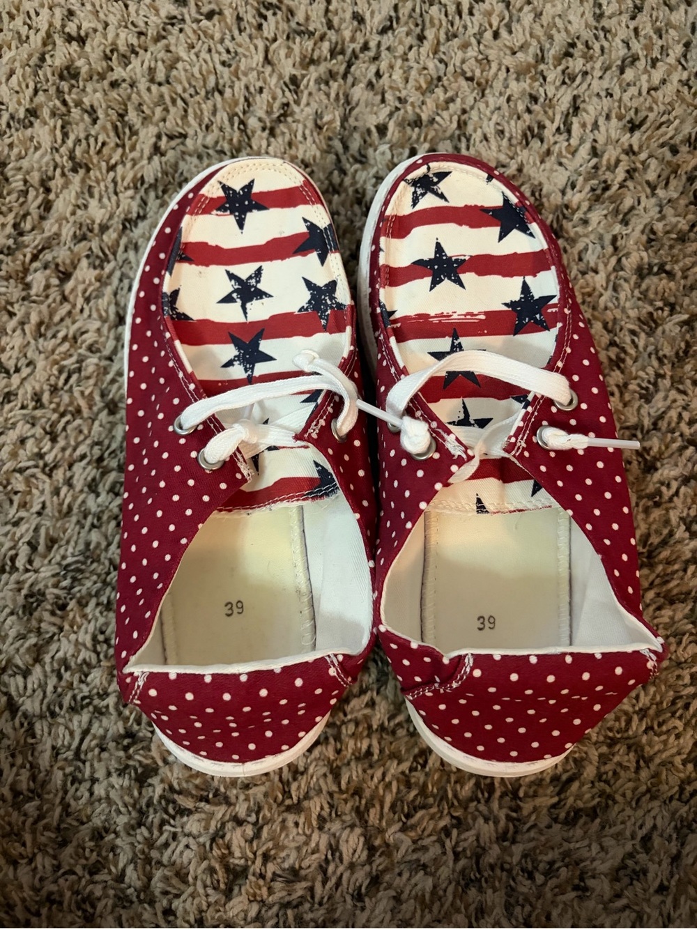Red Polka Dot Stars Canvas Shoes